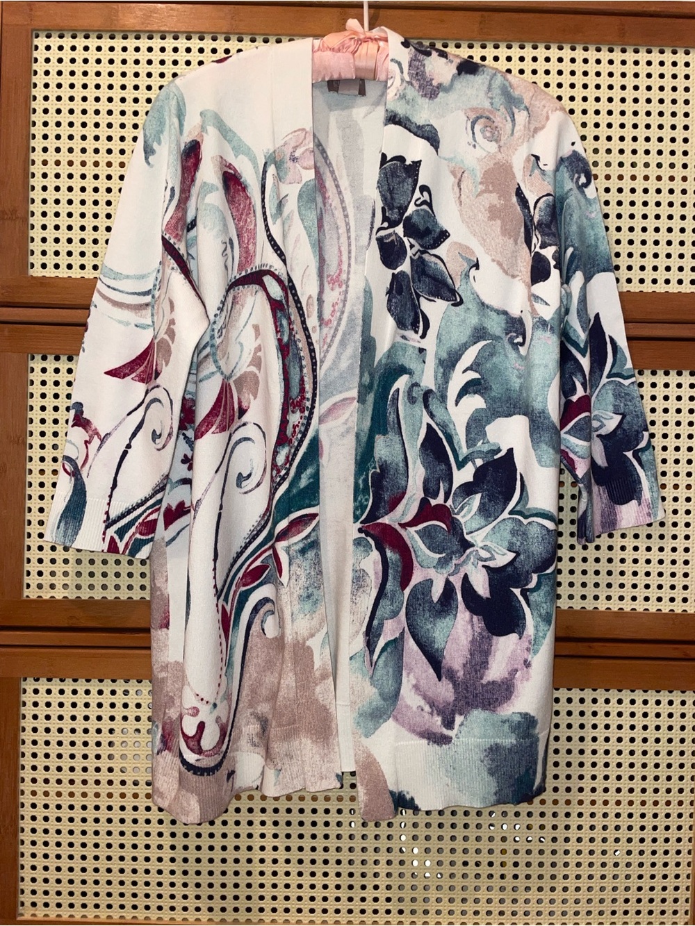 🛍️Nana’s Corner🥂 Chico’s Open-Front Floral Watercolor Jacket in Multi Sz 1 - Picture 2 of 6